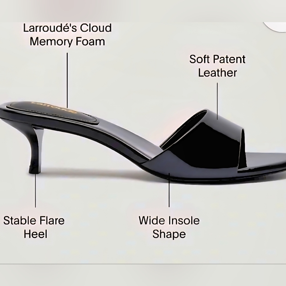 Larroudé Greta Black Patent Leather Kitten Heel Mules | Size 7 | NWT - Picture 5 of 11